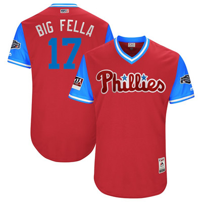 Phillies #17 Rhys Hoskins Big Fella Red 2018 Players' Weekend Authentic Team Jersey