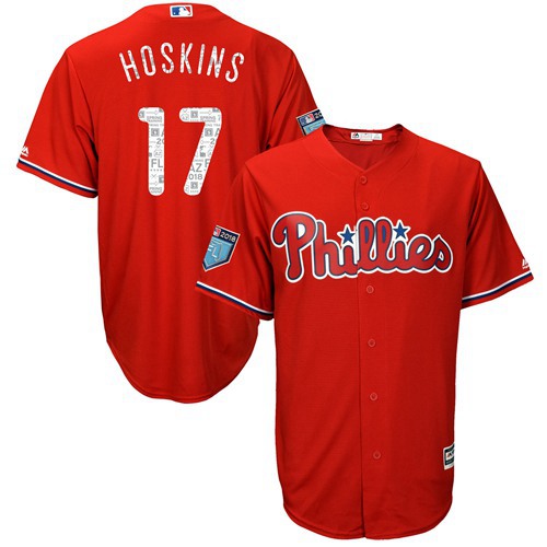 Phillies #17 Rhys Hoskins Red 2018 Spring Training Cool Base Stitched MLB Jersey Phillies #17 Rhys Hoskins Red 2018 Spring Training Cool Base Stitched MLB Jersey