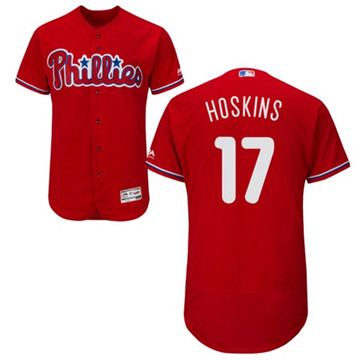 Phillies #17 Rhys Hoskins Red Flexbase Authentic Collection Stitched MLB Jersey Phillies #17 Rhys Hoskins Red Flexbase Authentic Collection Stitched MLB Jersey