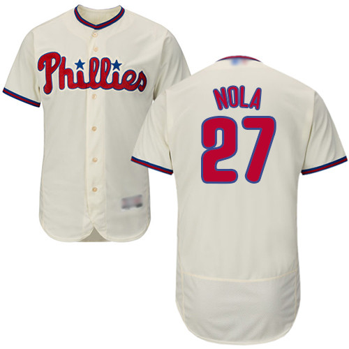 Phillies #27 Aaron Nola Cream Flexbase Authentic Collection Stitched Baseball Jersey Phillies #27 Aaron Nola Cream Flexbase Authentic Collection Stitched Baseball Jersey