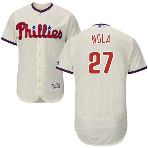 Phillies #27 Aaron Nola Cream Flexbase Authentic Collection Stitched MLB Jersey Phillies #27 Aaron Nola Cream Flexbase Authentic Collection Stitched MLB Jersey