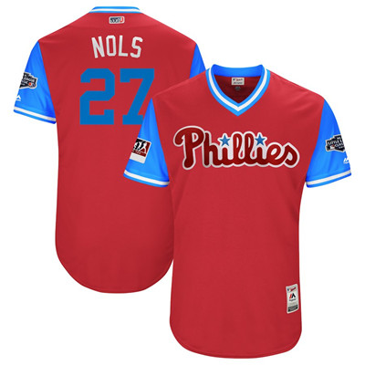 Phillies #27 Aaron Nola Nols Red 2018 Players' Weekend Authentic Team Jersey