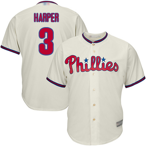 Phillies #3 Bryce Harper Cream Cool Base Stitched Youth Baseball Jersey Phillies #3 Bryce Harper Cream Cool Base Stitched Youth Baseball Jersey