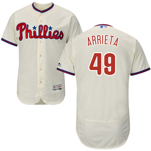 Phillies #49 Jake Arrieta Cream Flexbase Authentic Collection Stitched MLB Jersey Phillies #49 Jake Arrieta Cream Flexbase Authentic Collection Stitched MLB Jersey