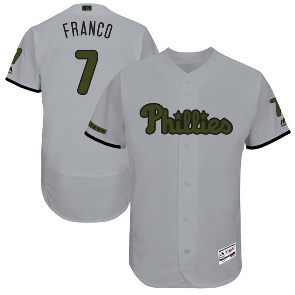 Phillies #7 Maikel Franco Gray Men's 2017 Memorial Day Flexbase Player Jersey