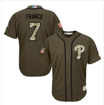 Phillies #7 Maikel Franco Green Salute to Service Stitched MLB Jersey