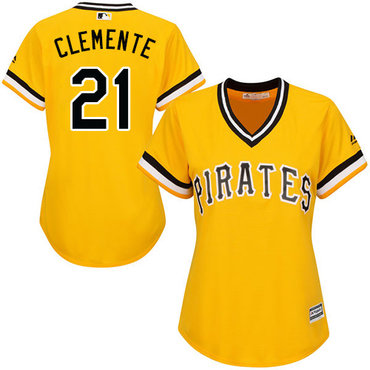 Pirates #21 Roberto Clemente Gold Alternate Women's Stitched MLB Jersey Pirates #21 Roberto Clemente Gold Alternate Women's Stitched MLB Jersey