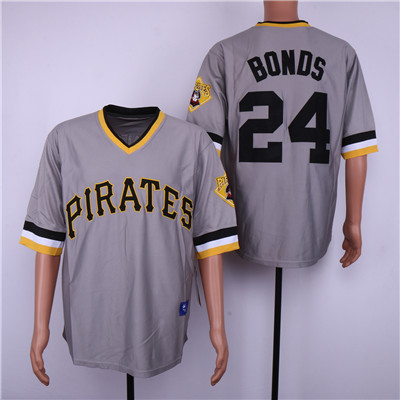 Pirates #24 Barry Bonds Gray Throwback Jersey