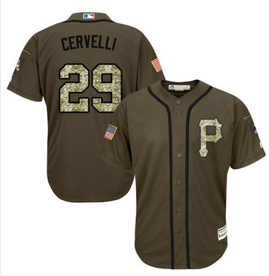 Pirates #29 Francisco Cervelli Green Salute to Service Stitched MLB Jersey