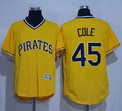 Pirates #45 Gerrit Cole Gold Flexbase Authentic Collection Cooperstown Stitched MLB Jersey Pirates #45 Gerrit Cole Gold Flexbase Authentic Collection Cooperstown Stitched MLB Jersey