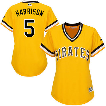 Pirates #5 Josh Harrison Gold Alternate Women's Stitched MLB Jersey Pirates #5 Josh Harrison Gold Alternate Women's Stitched MLB Jersey