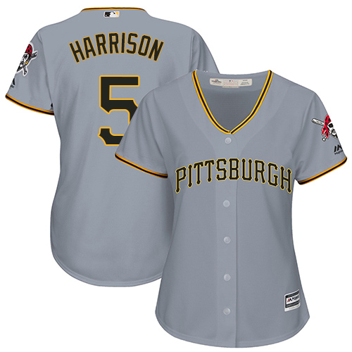 Pirates #5 Josh Harrison Grey Road Women's Stitched MLB Jersey Pirates #5 Josh Harrison Grey Road Women's Stitched MLB Jersey