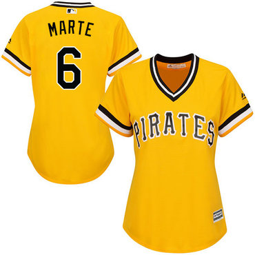 Pirates #6 Starling Marte Gold Alternate Women's Stitched MLB Jersey Pirates #6 Starling Marte Gold Alternate Women's Stitched MLB Jersey