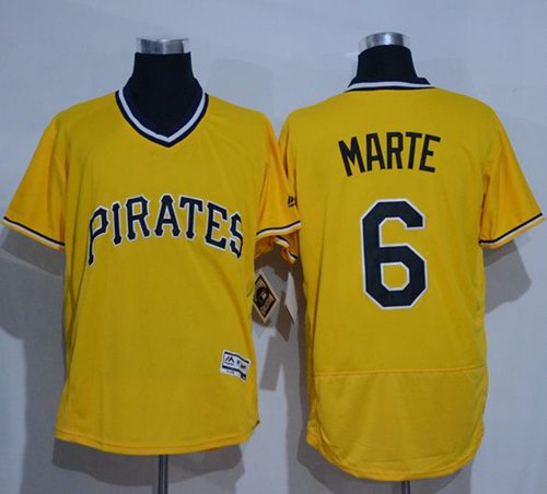 Pirates #6 Starling Marte Gold Flexbase Authentic Collection Cooperstown Stitched MLB Jersey Pirates #6 Starling Marte Gold Flexbase Authentic Collection Cooperstown Stitched MLB Jersey