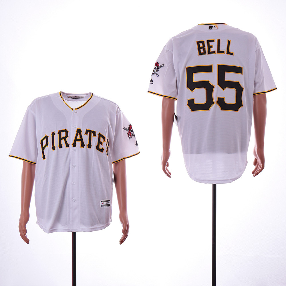 Pirates 55 Josh Bell White Cool Base Jersey Pirates 55 Josh Bell White Cool Base Jersey