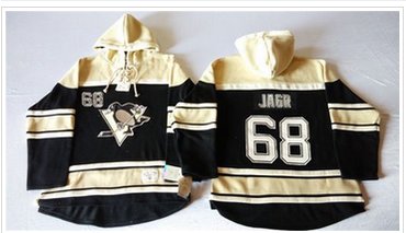 Pittsburgh Penguins #68 Jaromir Jagr Black Sawyer Hooded Sweatshirt Stitched NHL Jersey