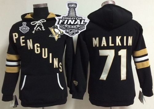 Pittsburgh Penguins #71 Evgeni Malkin Black 2016 Stanley Cup Final Patch Women's Old Time Heidi NHL Hoodie