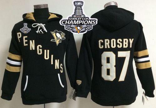 Pittsburgh Penguins #87 Sidney Crosby Black 2016 Stanley Cup Champions Women's Old Time Heidi NHL Hoodie Pittsburgh Penguins #87 Sidney Crosby Black 2016 Stanley Cup Champions Women's Old Time Heidi NHL Hoodie