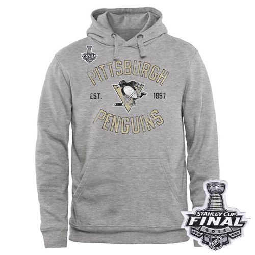 Pittsburgh Penguins Heritage 2016 Stanley Cup Final Patch Pullover Hoodie Ash