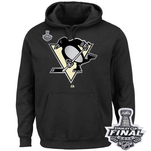 Pittsburgh Penguins Majestic Game Reflex 2016 Stanley Cup Final Patch Pullover Hoodie Black