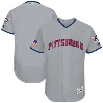 Pittsburgh Pirates Majestic 2017 Stars & Stripes Authentic Collection FlexBase Team Jersey - Gray