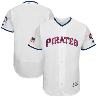 Pittsburgh Pirates Majestic 2017 Stars & Stripes Authentic Collection FlexBase Team Jersey - White