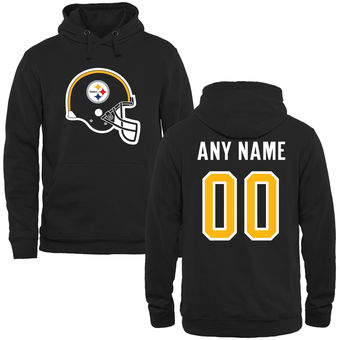 Pittsburgh Steelers Black Custom Name & Number Helmet Pullover Hoodie