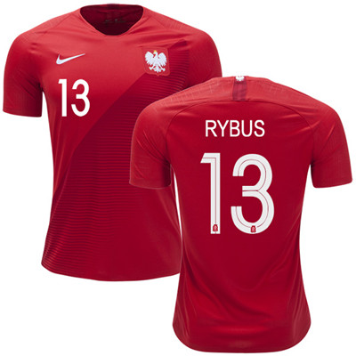 Poland #13 Rybus Away Soccer Country Jersey Poland #13 Rybus Away Soccer Country Jersey