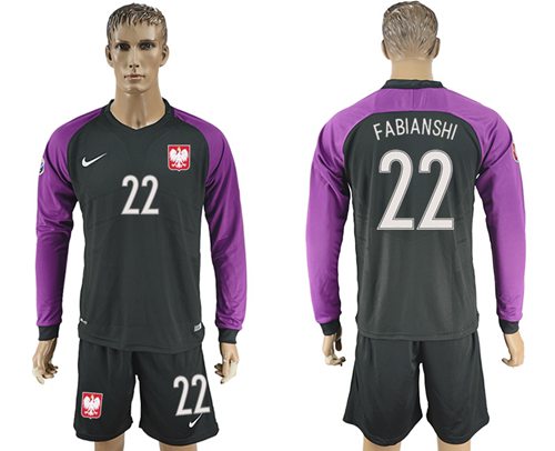 Poland #22 Fabianshi Black Goalkeeper Long Sleeves Soccer Country Jersey Poland #22 Fabianshi Black Goalkeeper Long Sleeves Soccer Country Jersey