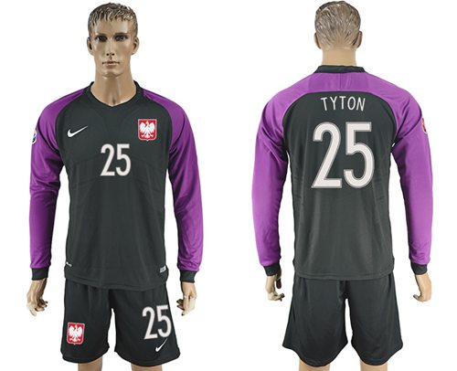 Poland #25 Tyton Black Goalkeeper Long Sleeves Soccer Country Jersey Poland #25 Tyton Black Goalkeeper Long Sleeves Soccer Country Jersey