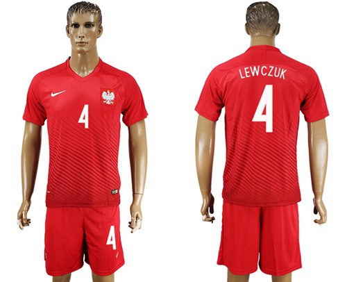 Poland #4 Lewczuk Away Soccer Country Jersey Poland #4 Lewczuk Away Soccer Country Jersey