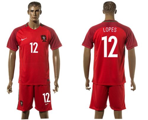 Portugal #12 Lopes Home Soccer Country Jersey Portugal #12 Lopes Home Soccer Country Jersey