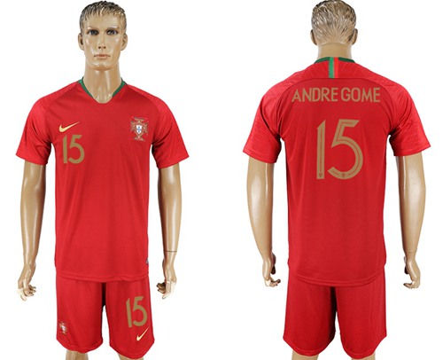 Portugal #15 Andre Gome Home Soccer Country Jersey Portugal #15 Andre Gome Home Soccer Country Jersey