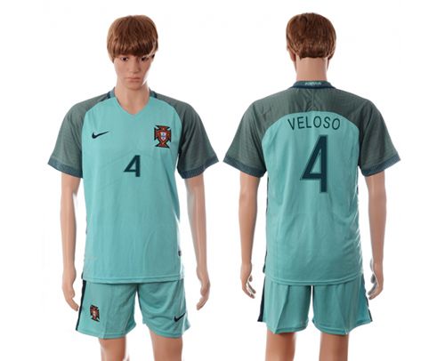 Portugal #4 Veloso Away Soccer Country Jersey Portugal #4 Veloso Away Soccer Country Jersey