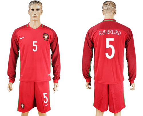 Portugal #5 Guerreiro Home Long Sleeves Soccer Country Jersey Portugal #5 Guerreiro Home Long Sleeves Soccer Country Jersey