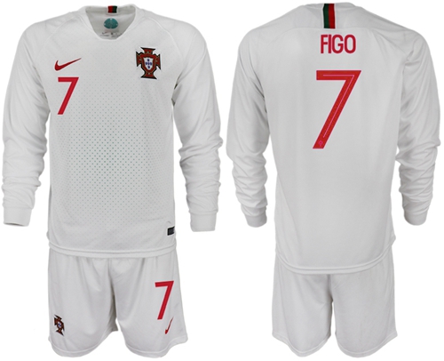 Portugal #7 Figo Away Long Sleeves Soccer Country Jersey Portugal #7 Figo Away Long Sleeves Soccer Country Jersey