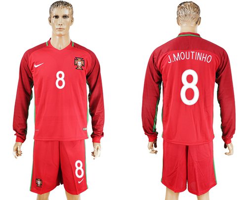 Portugal #8 J.Moutinho Home Long Sleeves Soccer Country Jersey Portugal #8 J.Moutinho Home Long Sleeves Soccer Country Jersey