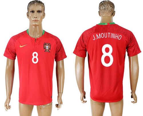 Portugal #8 J.Moutinho Home Soccer Country Jersey Portugal #8 J.Moutinho Home Soccer Country Jersey
