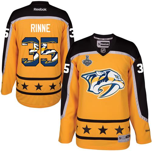 Predators #35 Pekka Rinne Yellow 2017 Stanley Cup Team Logo Fashion Stitched NHL Jersey Predators #35 Pekka Rinne Yellow 2017 Stanley Cup Team Logo Fashion Stitched NHL Jersey