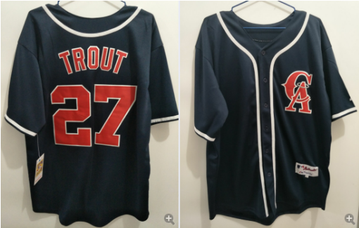 Mitchell And Ness Angels of Anaheim #27 Mike Trout Navy Blue Throwback Stitched MLB Jersey Mitchell And Ness Angels of Anaheim #27 Mike Trout Navy Blue Throwback Stitched MLB Jersey