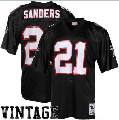 Nike Falcons #21 Deion Sanders NFL Mitchell & Ness Black Jersey