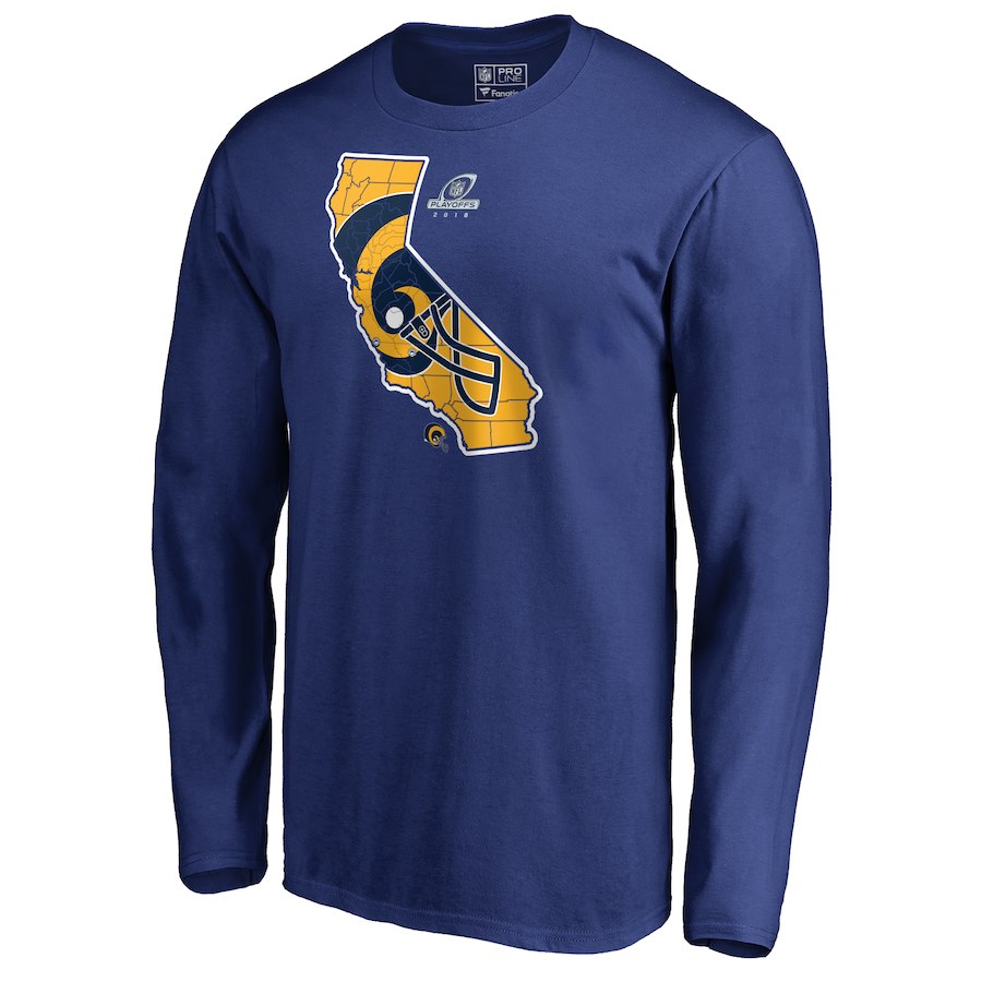 Rams Blue 2018 NFL Playoffs Men's Long Sleeve T-Shirt Rams Blue 2018 NFL Playoffs Men's Long Sleeve T-Shirt