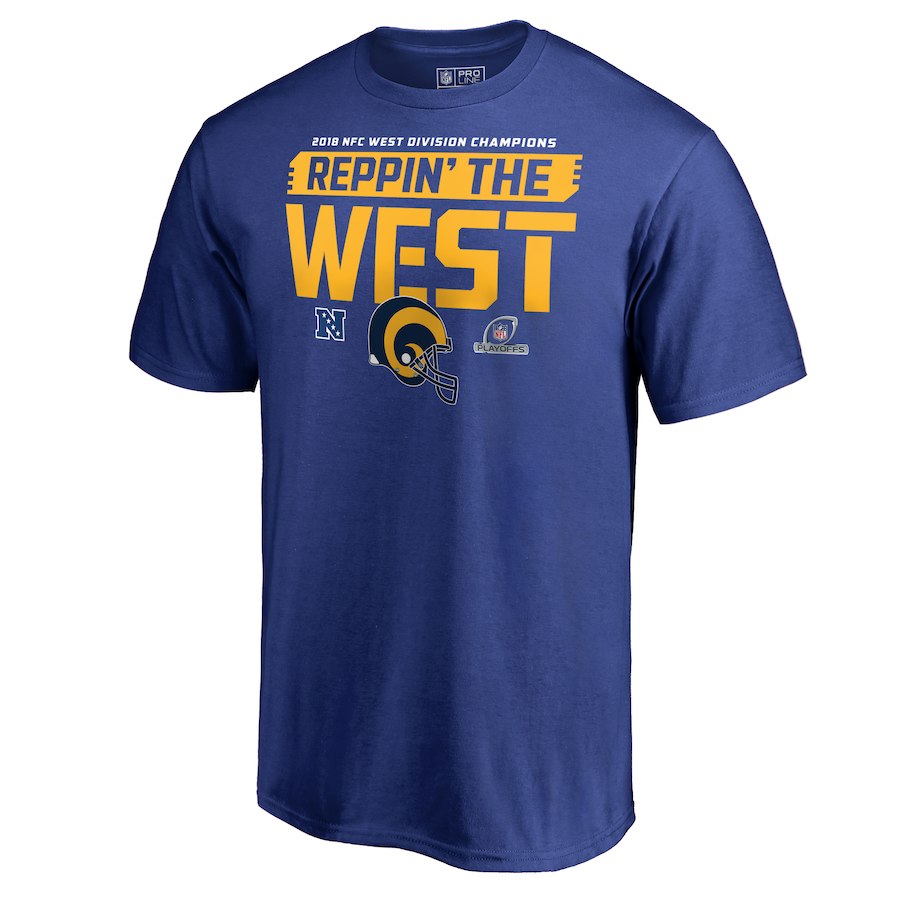 Rams Blue 2018 NFL Playoffs Reppin' The West Men's T-Shirt Rams Blue 2018 NFL Playoffs Reppin' The West Men's T-Shirt