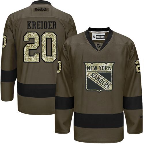 Rangers #20 Chris Kreider Green Salute to Service Stitched NHL Jersey Rangers #20 Chris Kreider Green Salute to Service Stitched NHL Jersey