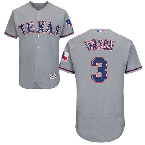 Rangers #3 Russell Wilson Grey Flexbase Authentic Collection Stitched MLB Jersey Rangers #3 Russell Wilson Grey Flexbase Authentic Collection Stitched MLB Jersey