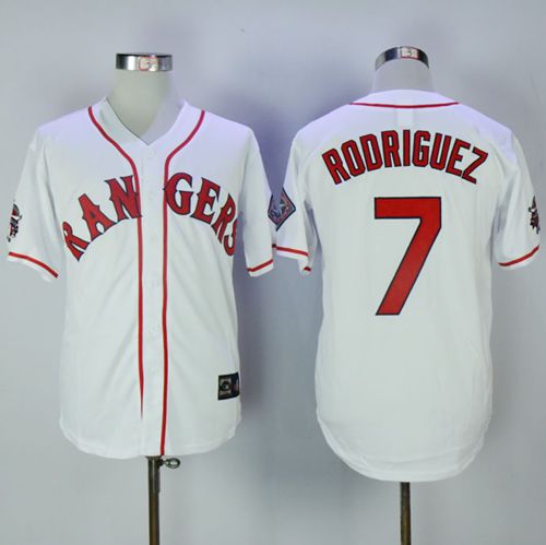 Rangers #7 Ivan Rodriguez White Throwback Stitched MLB Jersey Rangers #7 Ivan Rodriguez White Throwback Stitched MLB Jersey