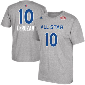Raptors #10 DeMar DeRozan adidas 2017 All-Star Game Name & Number T-Shirt - Gray