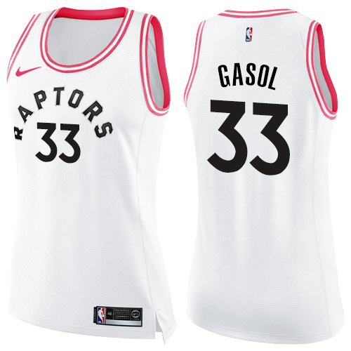 Raptors #33 Marc Gasol White Pink Women's Basketball Swingman Fashion Jersey Raptors #33 Marc Gasol White Pink Women's Basketball Swingman Fashion Jersey
