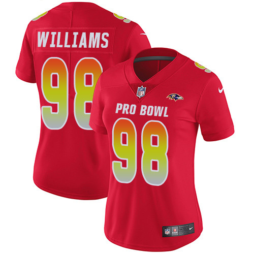Ravens #98 Brandon Williams Red Women's Stitched Football Limited AFC 2019 Pro Bowl Jersey