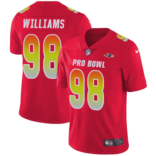Ravens #98 Brandon Williams Red Youth Stitched Football Limited AFC 2019 Pro Bowl Jersey